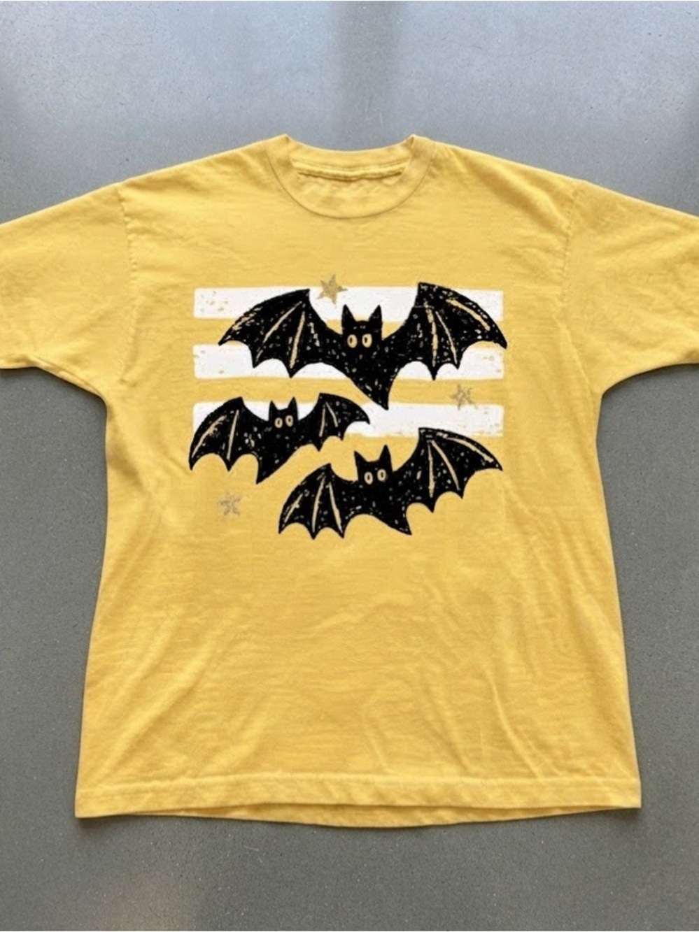 Halloween Bat Graphic Tee Yellow Gildan T-shirt